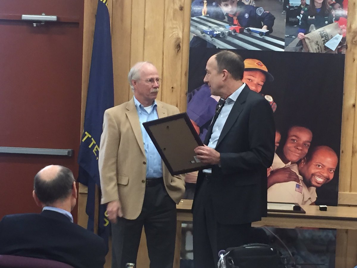 MeckBSA's tweet photo. Thank you to Chip Clardy, Council President, Pat Riley, and Past President, Joe Grier, for your significant contributions to Scouting! https://t.co/OXaZMgycwv