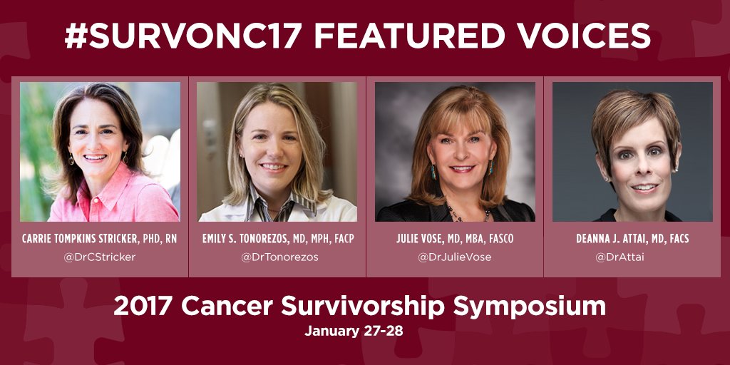 The Cancer Survivorship Symposium starts Friday 1/26/2017! Follow #SurvOnc17 and our Featured Voices for live updates - http://bit.ly/2jer3oT