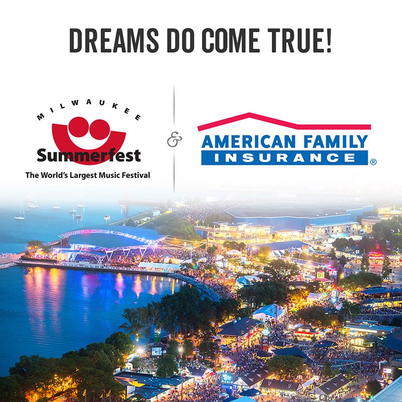 Summerfest's tweet photo. Dreams do come true! We're excited to announce a comprehensive partnership with @amfam More info: https://t.co/sA2yPewQ4H #Summerfest50 https://t.co/a05DiAkW7h