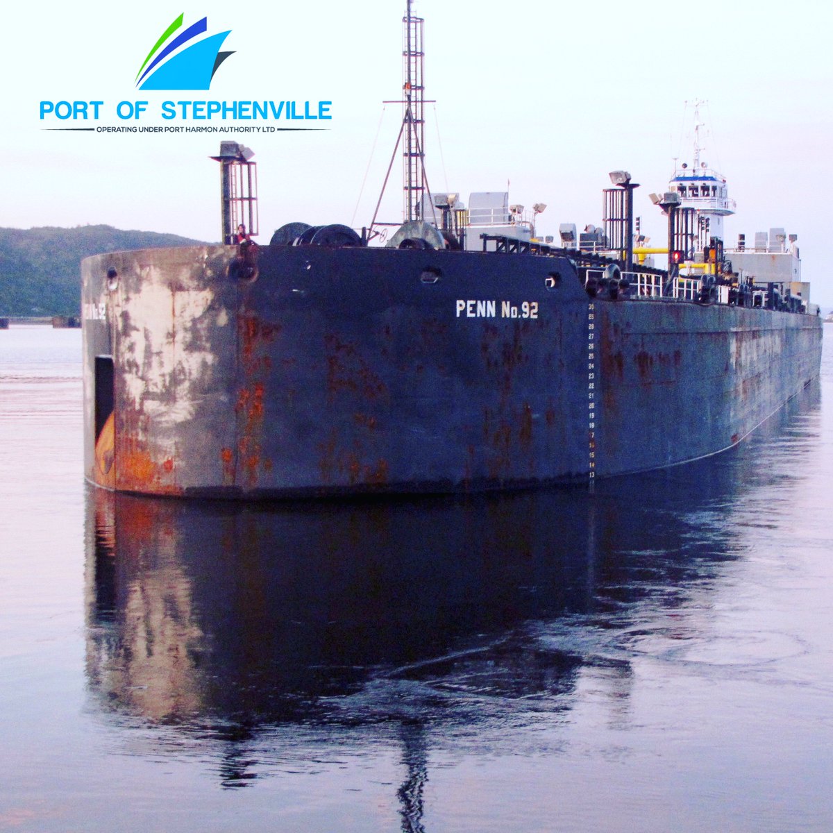 Memories of the warm summer morning when the Coho Penn 92 arrived at the Port of Stephenville . #PortofStephenville #sunrise #port #ship