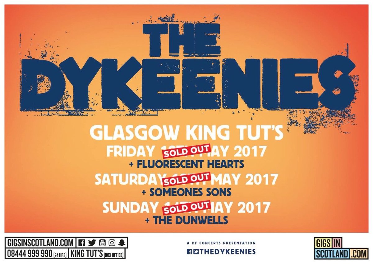 12/05/2017

The Dykeenies 

King Tut's Wah Wah Hut

FH ❤️