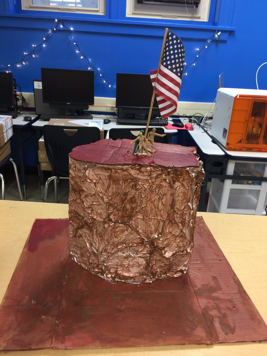 DrSHAnderson's tweet photo. Will,James,Grace&amp;Sean created the Devil's Tower to represent their research on West Region of the US #makered #makerartifact #MTPSpride 🇺🇸 https://t.co/X72nt1rbGZ