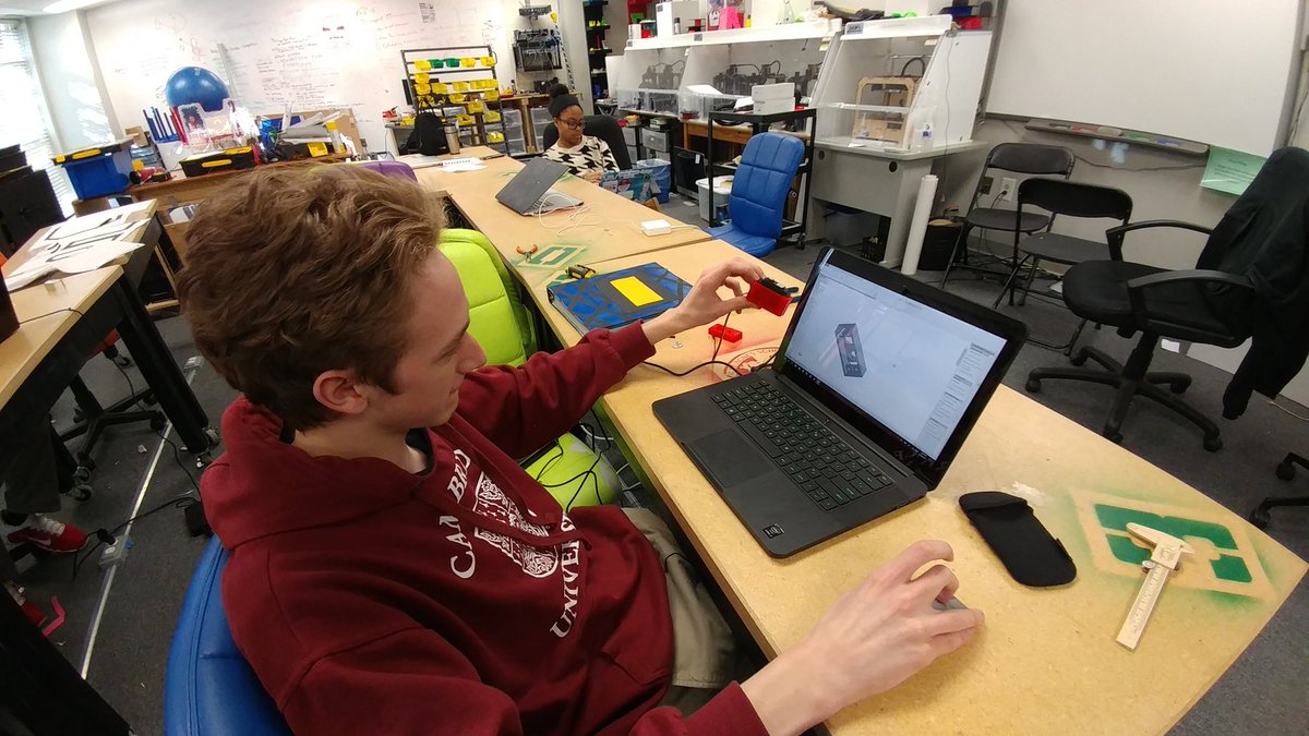 EdTechImagineer's tweet photo. @ftcirongiants member Jack working on 3D printed part for a servo for their robot for our #vafirst competition on Feb 4th at Norfolk! https://t.co/U3p6M1GI3B