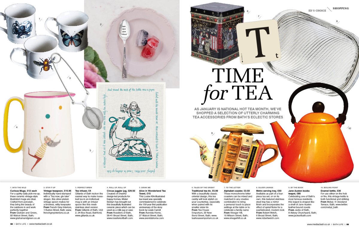 As January is #NationalHotTea month, indulge yourself and shop for some charming tea accessories from #Bath's indies