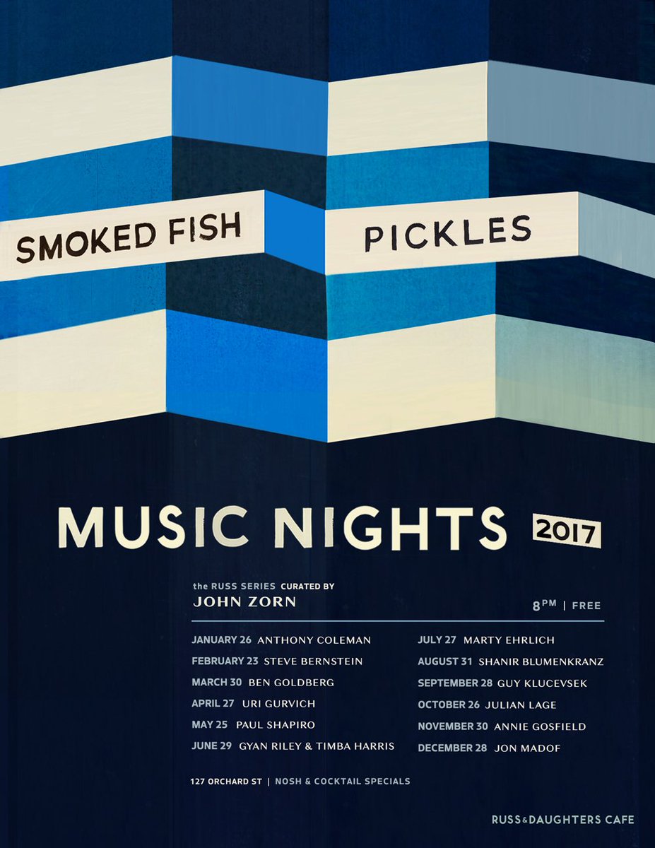 Announcing THE RUSS SERIES: CURATED BY JOHN ZORN. MUSIC NIGHTS AT RUSS &amp; DAUGHTERS CAFE. 8pm tonight Anthony Coleman instagram.com/p/BPtMM5JAOH_/