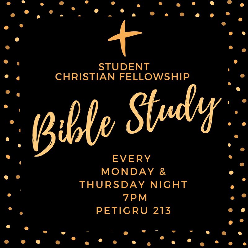 SCFatUSC's tweet photo. We have bible study every week on Monday &amp; Thursday at 7. Come out! https://t.co/FwGHJCQnYD