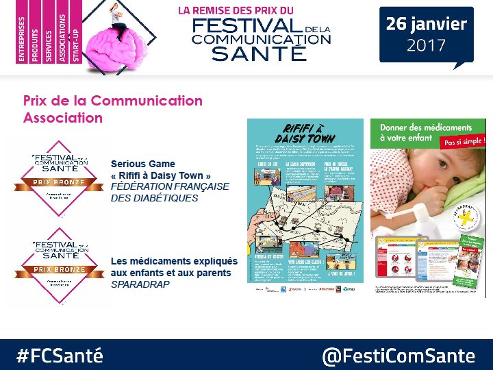 FestiComSante's tweet image. #FCsanté : Prix de la Communication Associative Bronze @AssoSPARADRAP et @FederationAFD #hcsmeufr