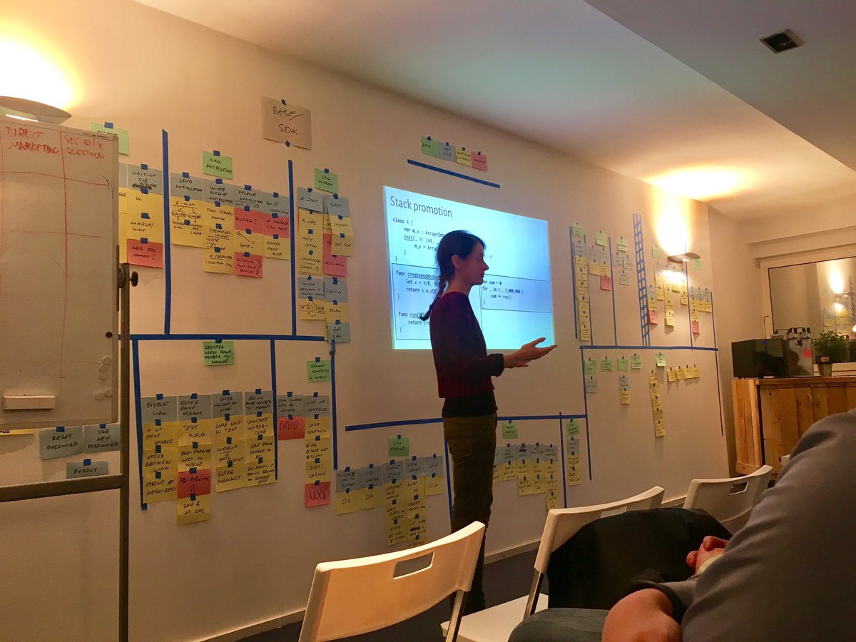 nsbudapest's tweet photo. Inga Rüb on stage @TeamSupercharge blowing our minds with diving deep into Swift compiler optimizations 👌 https://t.co/06fagodsMb