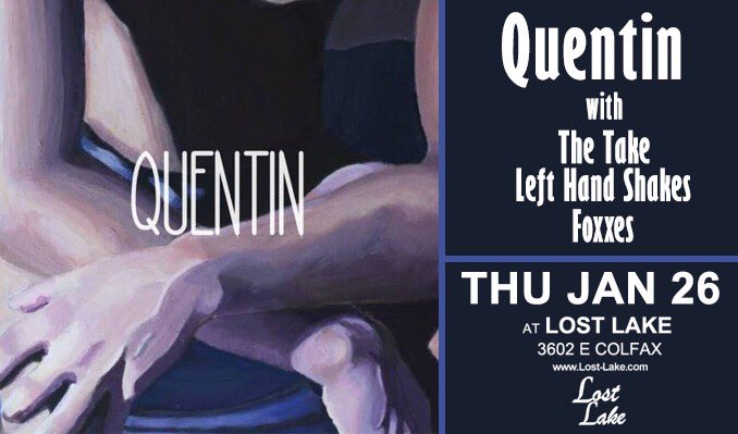 Our show with Quentin, Foxxes, and The Take is going down TONIGHT at <a href="/LostLakeDenver/">Lost Lake</a>! We go on at 9:45. See you there friends!