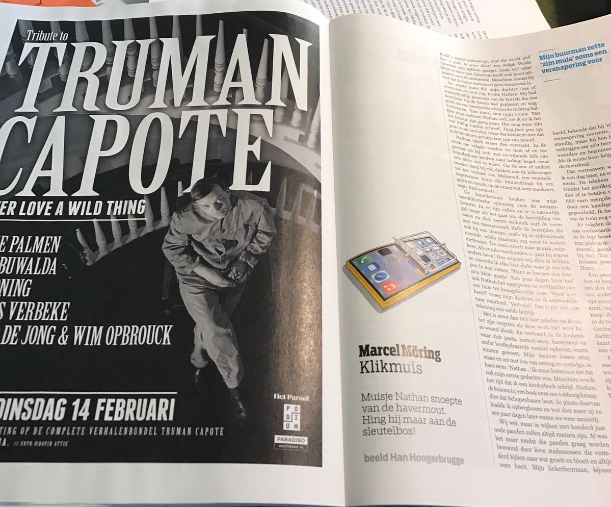 uitg_podium's tweet photo. In @DeGroene deze week: onze avond rond Truman Capote ism @ParadisoAdam en @Buro_Extra! Kaarten via Paradiso.nl https://t.co/gpxUvYT2yZ