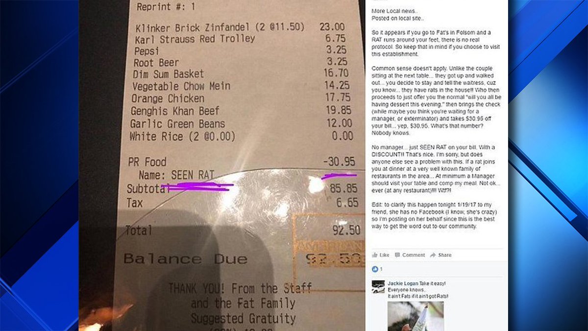 Restaurant only gives diner 'Seen Rat' discount after rodent runs over feet while eating bit.ly/2j91Elv https://t.co/VDMJyDGh9s