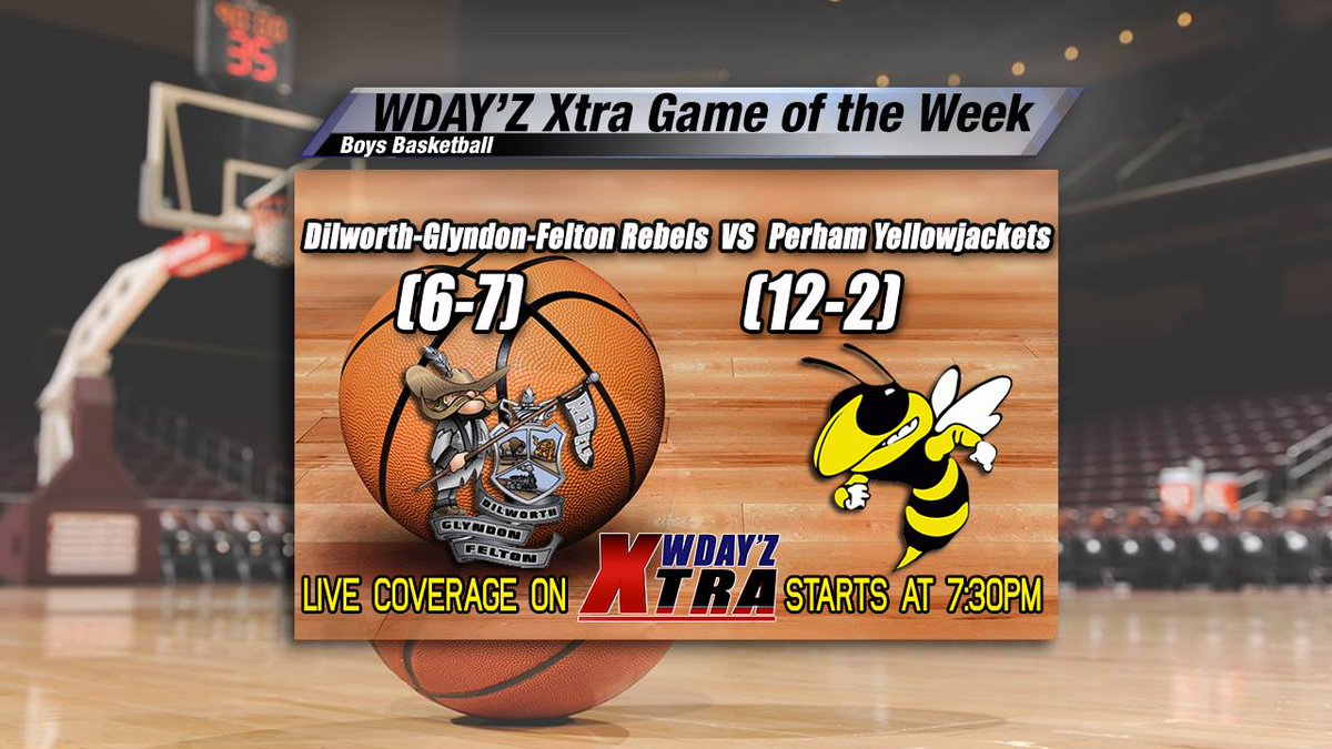 WDAYSports's tweet photo. Reminder, LIVE high school hoops tonight on WDAY'Z Xtra. @perhamhoops against D-G-F. Tip at 7:30, also streaming on https://t.co/trEwr3HKTz. https://t.co/UiLYvDzrUI