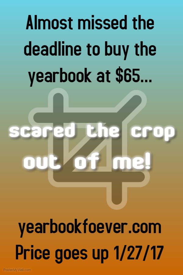 WarEagleBook's tweet photo. Prices go up on Saturday, so buy your yearbook today! https://t.co/pbsj7zrJo6 or at lunch. @KSteenPrincipal https://t.co/ZI9EUwyuld