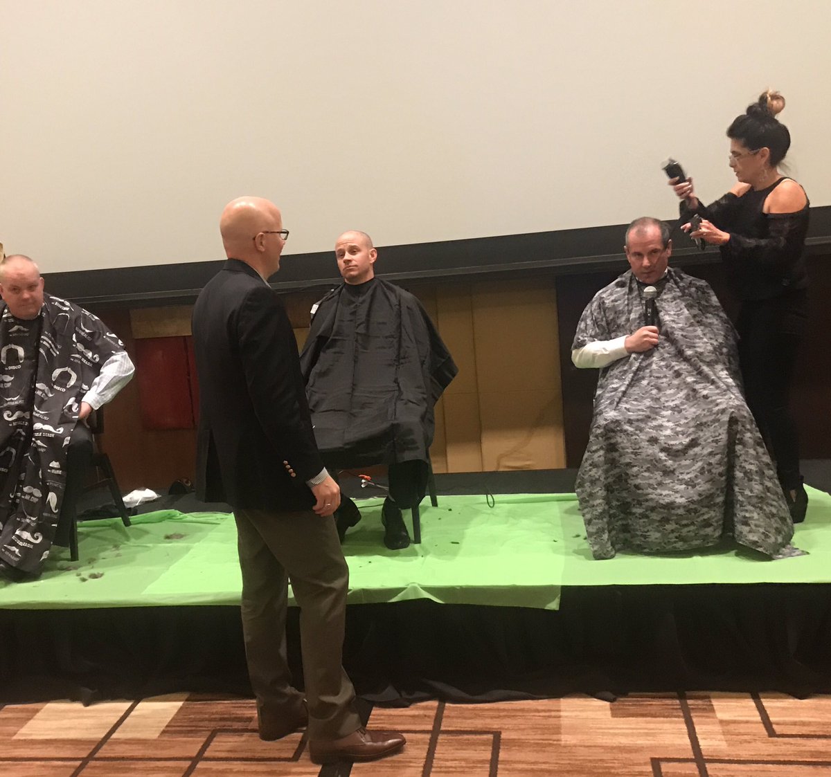 We went big so they went bald!  Best kick off yet.  #growingthebizsafely #gobigandtheywillgobald