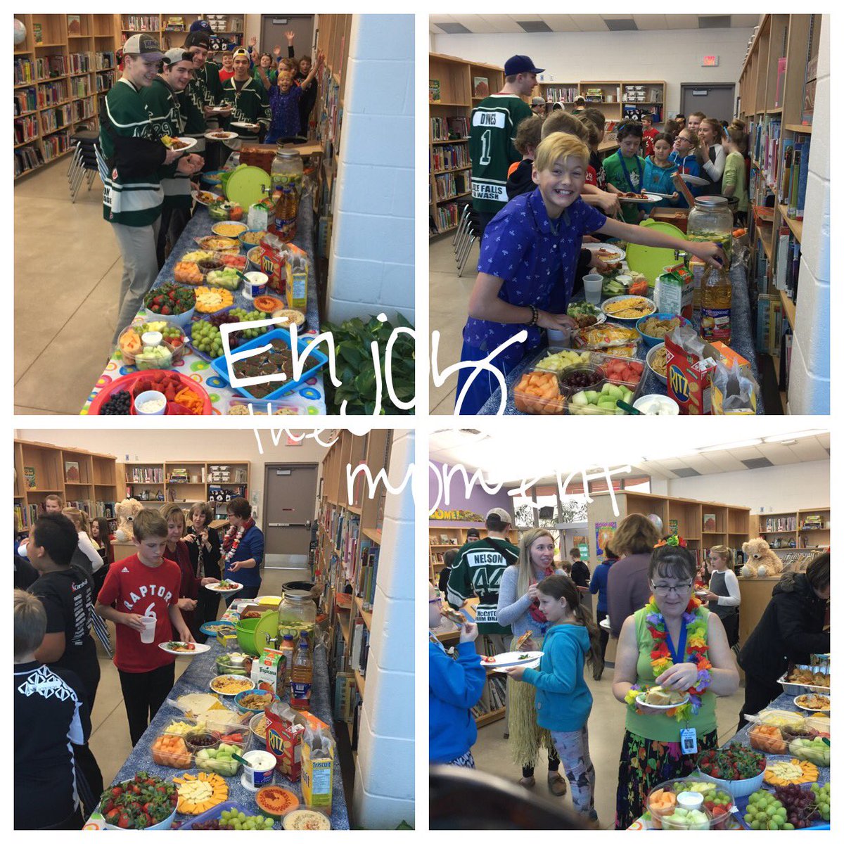 LittleFallsPS's tweet photo. The #LMHST @stmlincolns potluck lunch & floor hockey game was a huge success! Learning to lead with great role models. @KLCarlyle #HSCertES https://t.co/bHRnl4yFof