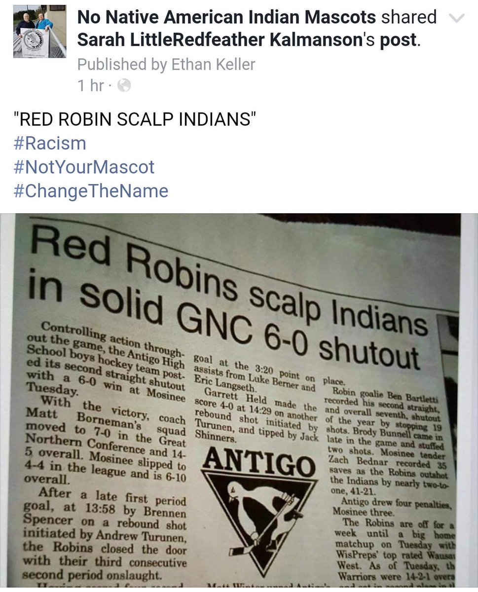 NotYourMascot's tweet photo. Red Robins Scalp Indians
#NotYourMascot https://t.co/GmnkeqPoHT