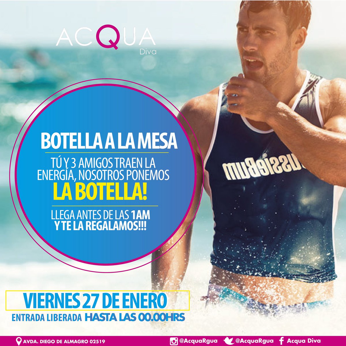 AcquaRgua's tweet photo. MAÑANA!
ACQUA SUMMER☀️PERREO INTENSO 🌴
Botellas a la mesa hasta las 01.00 AM
Entrada Liberada hasta las 00.00Hrs.
#SomosAcqua #CastilloAcqua https://t.co/MeSuC6YRKG