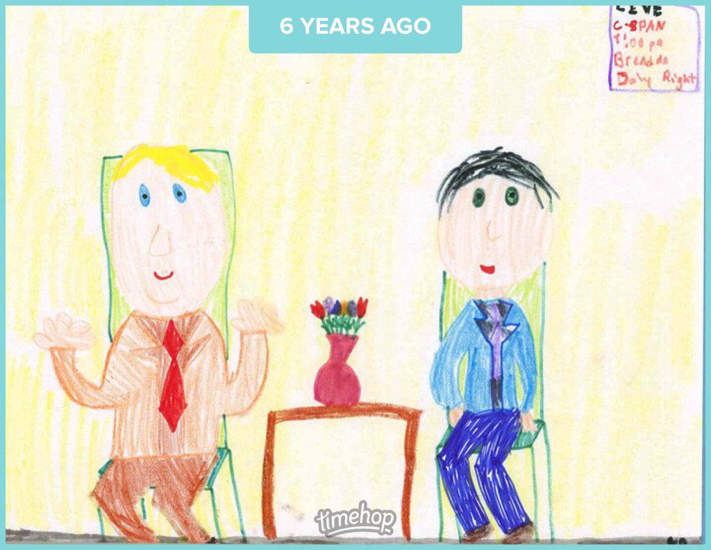bdaly22's tweet photo. #tbt to a great drawing by my then 10-year-old daughter on her dad's appearance on C-SPAN. #NatalieRocks https://t.co/OYU5pJr1PM