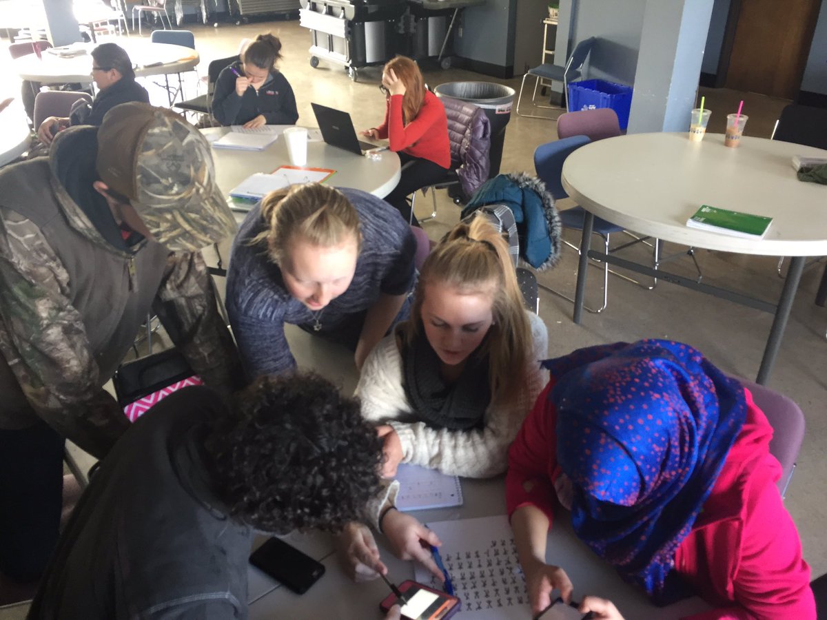 KillpackMatt's tweet photo. @WeAreOneRPA students solving the final challenge, a cipher scavenger hunt!  Who will be the champion?  #makingmathgreatagain https://t.co/6fVk55tMz4