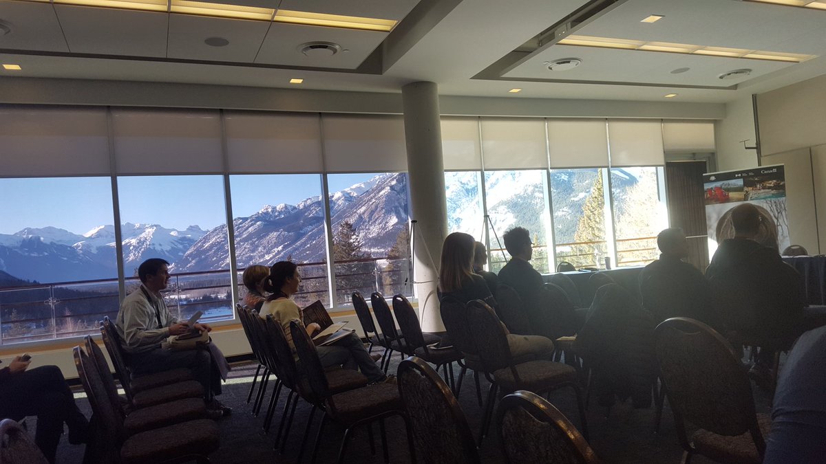 ClaytonTLamb's tweet photo. Our views are spectacular @banffcentre as we discuss the #science and mitigation of #GrizzlyBear train collisions https://t.co/0sPJPgcrJQ