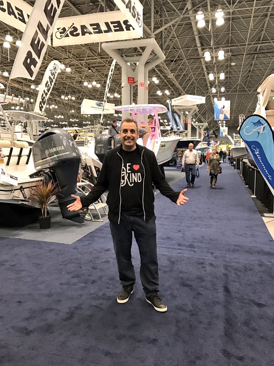 Joe_Gatto's tweet photo. Great time at the @NYBoatShow filming today. It's open through Sunday and has so many boats. Thanks @Progressive for being our inside man. https://t.co/fL9bf2CtEa