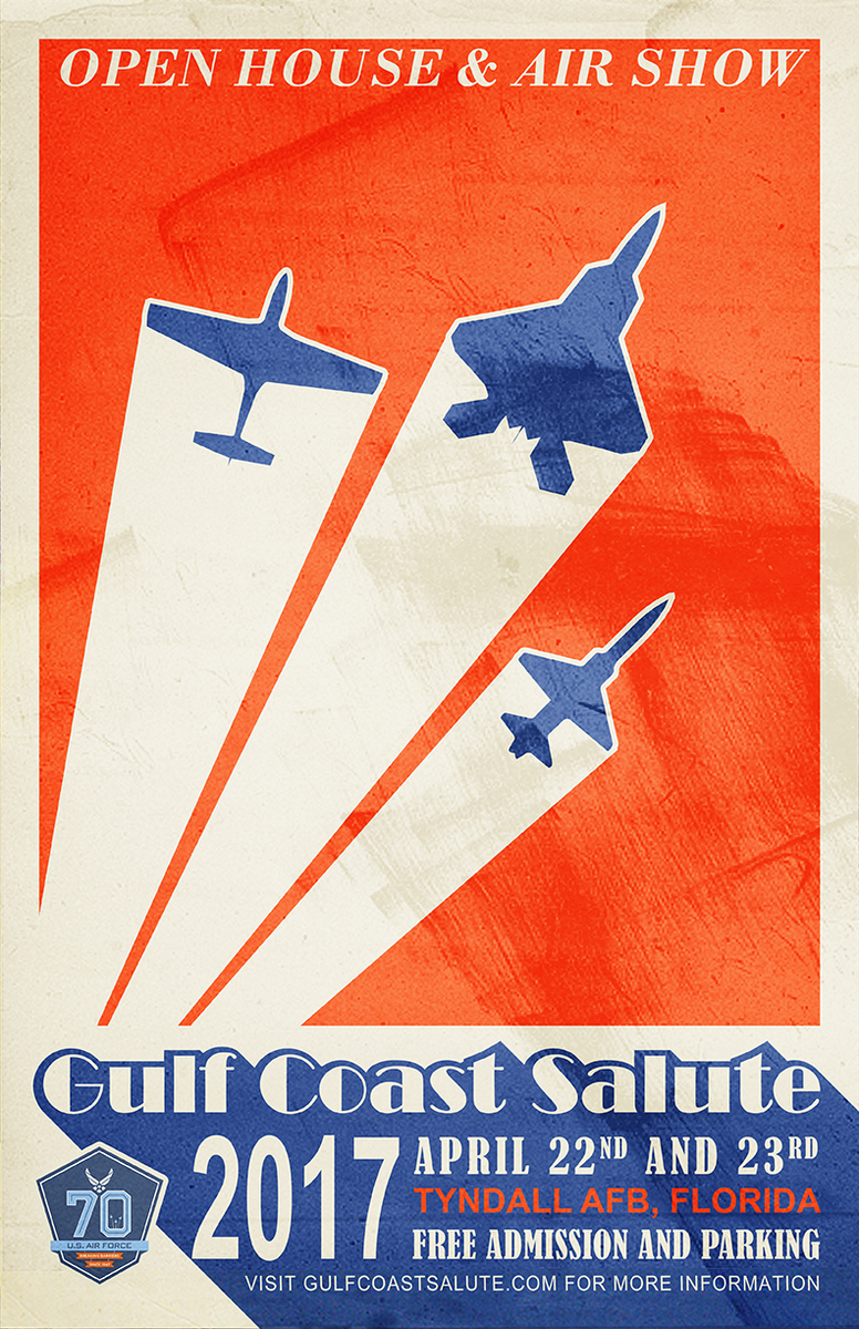 TeamTyndall's tweet photo. Mark your calendars for the 2017 Gulf Coast Salute April 22-23, the biggest air show in Northwest Florida! https://t.co/yiRolLV9Yq #airshow https://t.co/2KJrciUlzS