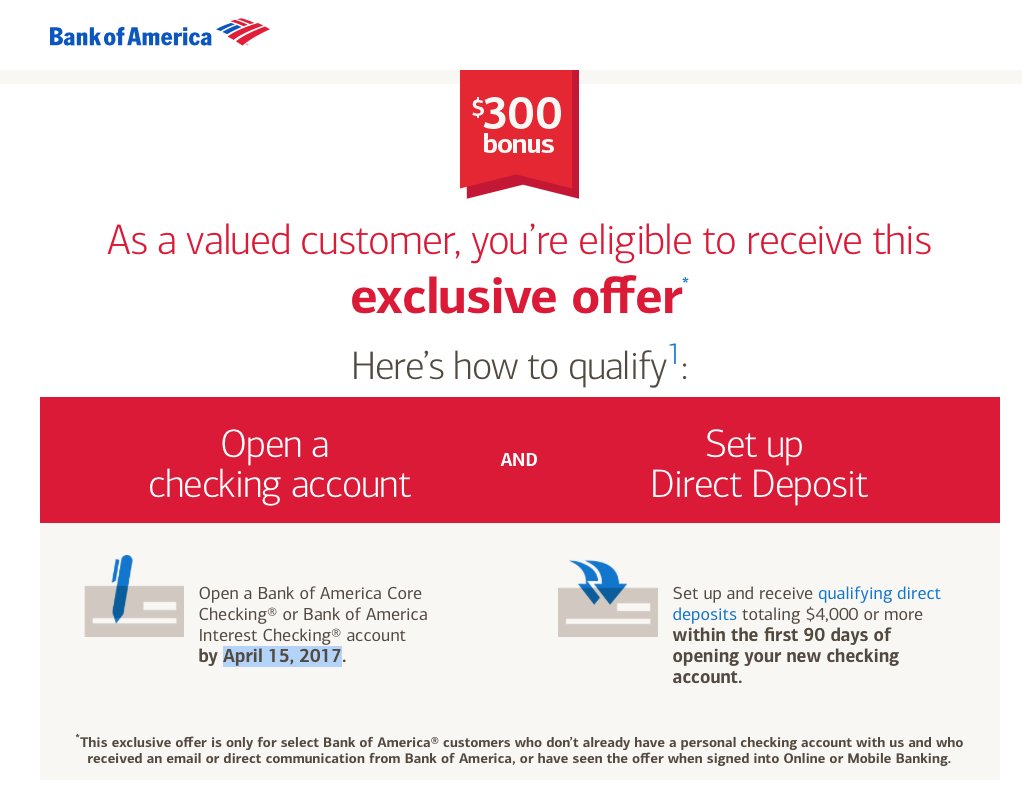 bank of america deals for new accounts