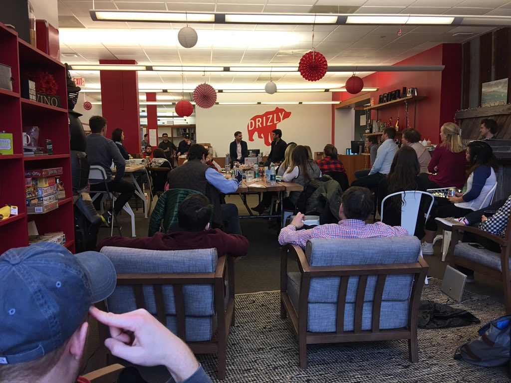 BDrizly's tweet photo. Awesome #firesidechat @Drizly HQ today with Tom First. One of the Toms of Tom &amp; Tom, the Juice Guys. #nantucketnectars. https://t.co/dZLdpYBio9
