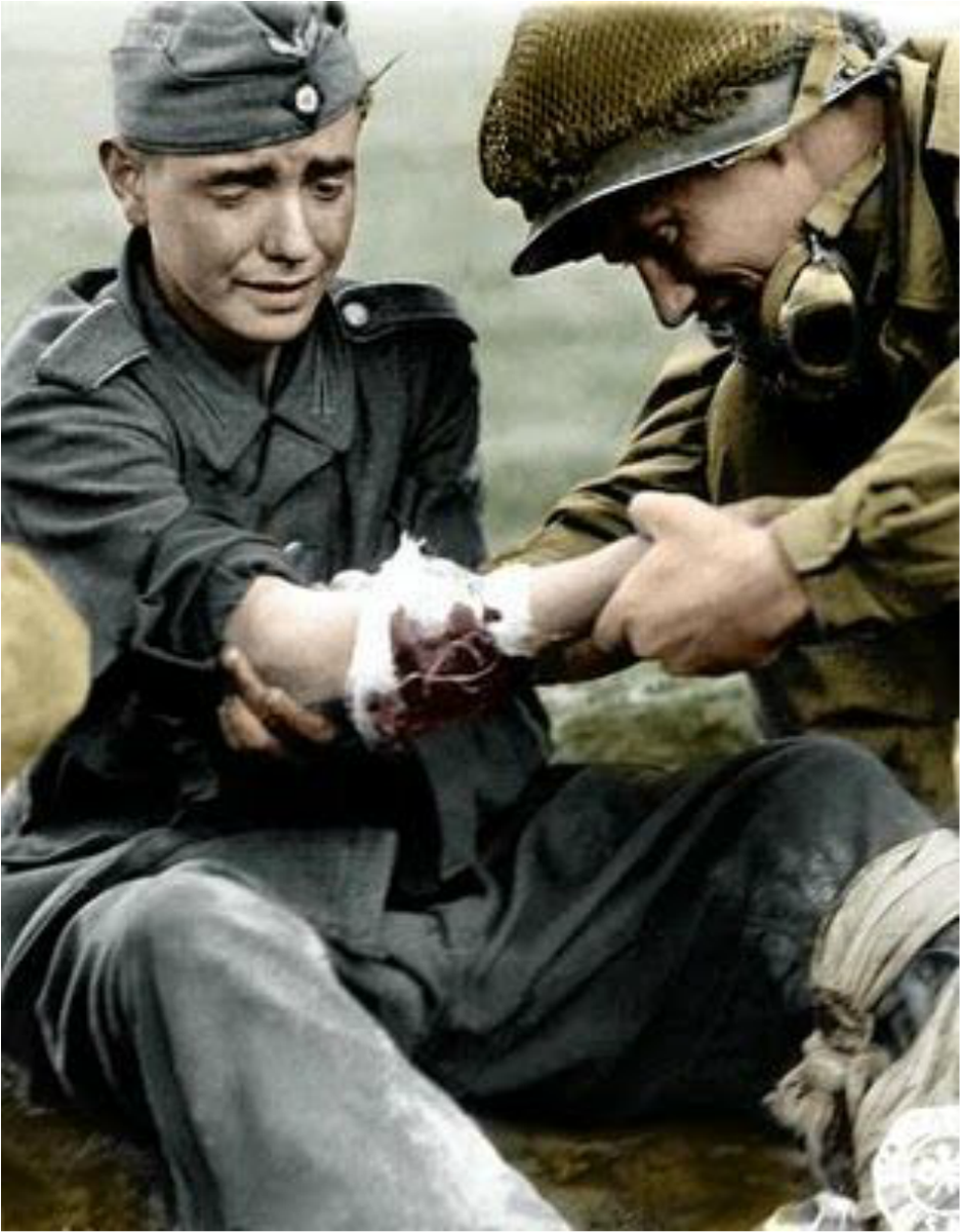 DavidWDoughty's tweet photo. #WW2 A young #GermanSoldier in #WorldWar2 being treated by an wonderful #AmericanGI medic. Beautiful - https://t.co/g2BqENVbnJ https://t.co/K0uwxTZFhn