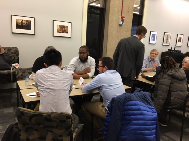 UICTLC's tweet photo. UIC Architect Dave Taeyaerts engages UIC faculty at TLC Teaching Conversation on active learning & physical space #uiclearning https://t.co/vcUa6zJhHh