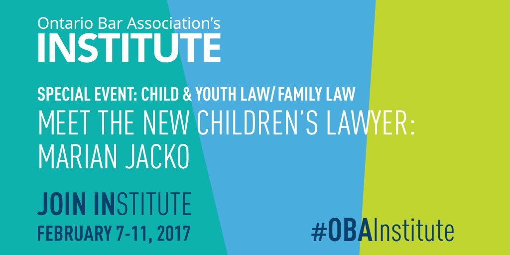 Meet Marian Jacko, newly apptd Children's Lawyer w. introductions from The Honourable Lucy McSweeney. #OBAInstitute ow.ly/k2lA308jF1S