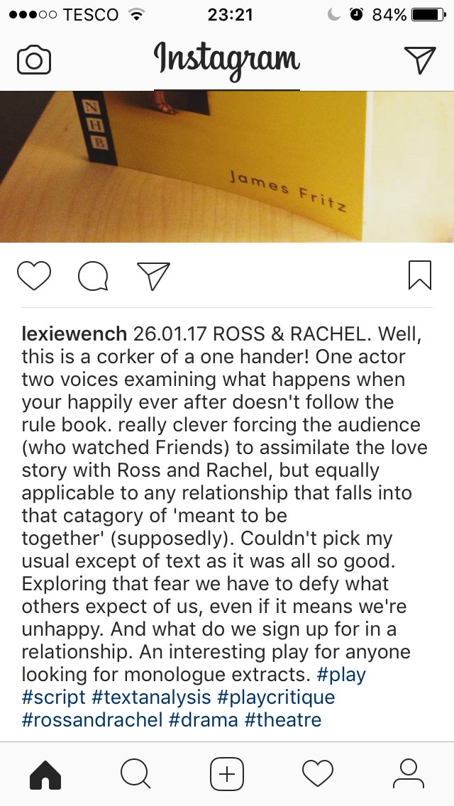 lexiew99's tweet image. 26.01.17 ROSS &amp;amp; RACHEL - an amazing 1 hander. #script #textualanalysis #play