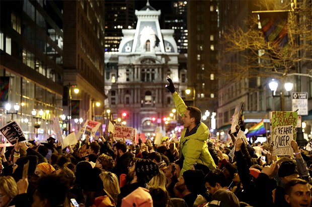zesty_republic's tweet photo. Demonstrators flood the streets of Philadelphia to protest #DonaldTrump at #GOP retreat https://t.co/nRl88031A1 https://t.co/VF4XZspCUj
