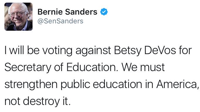 Many senators have said they will be voting against DeVos on Jan 31, has yours? If not, call them! Our students deserve better. #DeVosFacts