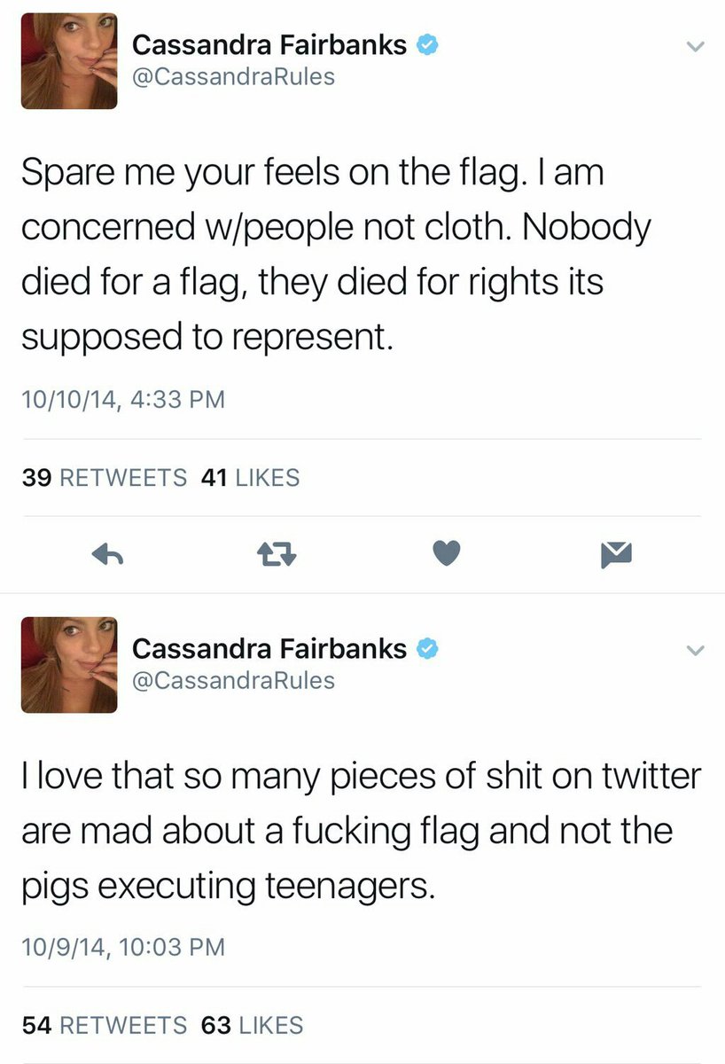 IgnatiusWiley's tweet photo. @CassandraRules At least he wasn't burning a flag like cop-hating Cassandra was fond of doing less than a year ago. https://t.co/3ukLKlwrLa
