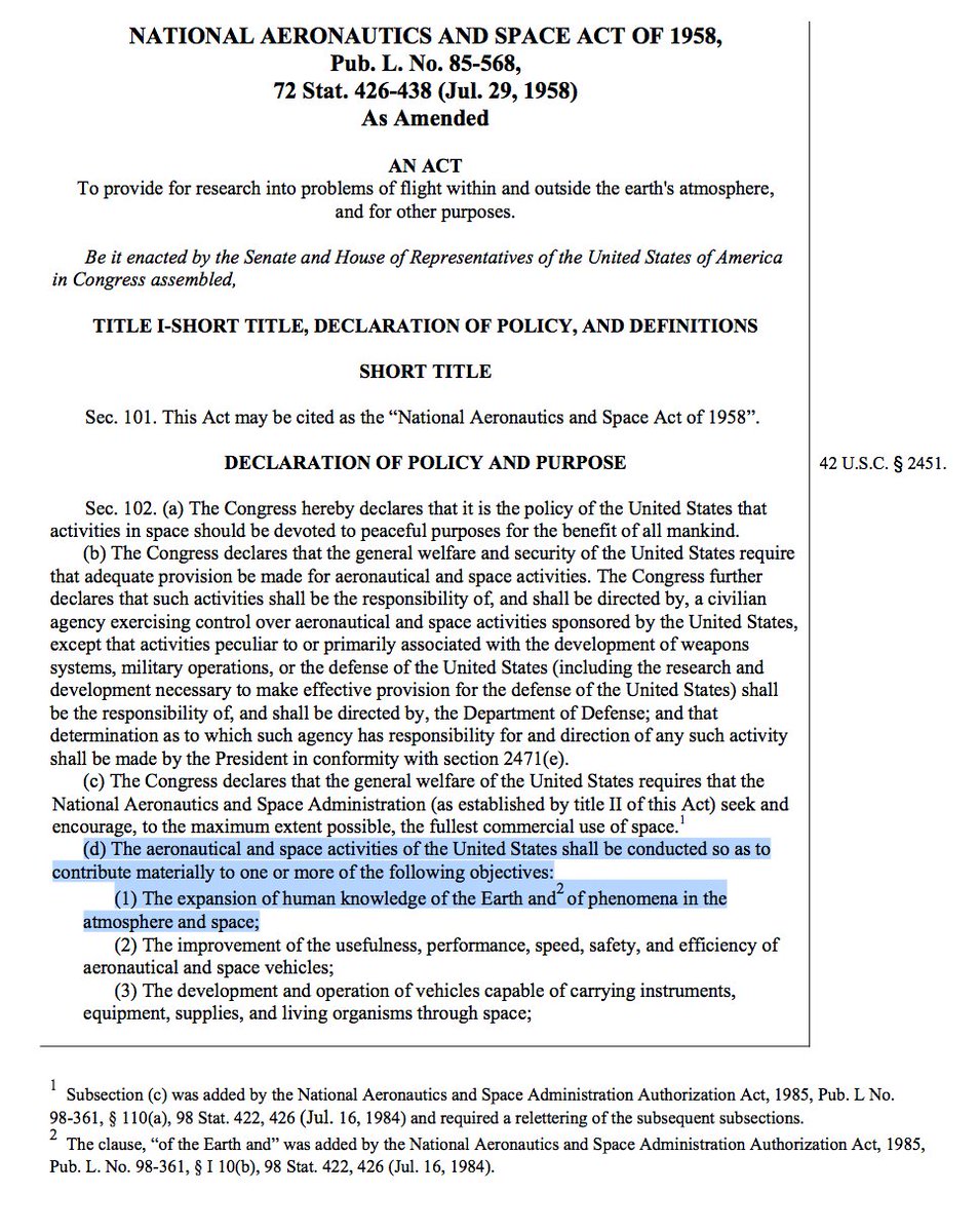NASAWatch's tweet photo. Just a reminder: @NASA is required BY LAW to tell everyone everywhere what it has learned. That law has not changed @Alt_NASA @RogueNASA https://t.co/TVa22gJOa8
