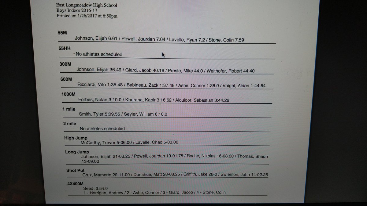 ELHSBoysTrack's tweet photo. Lineup for the meet tomorrow. Remember, bus at 5:15 pm! https://t.co/dTrahmVdbP