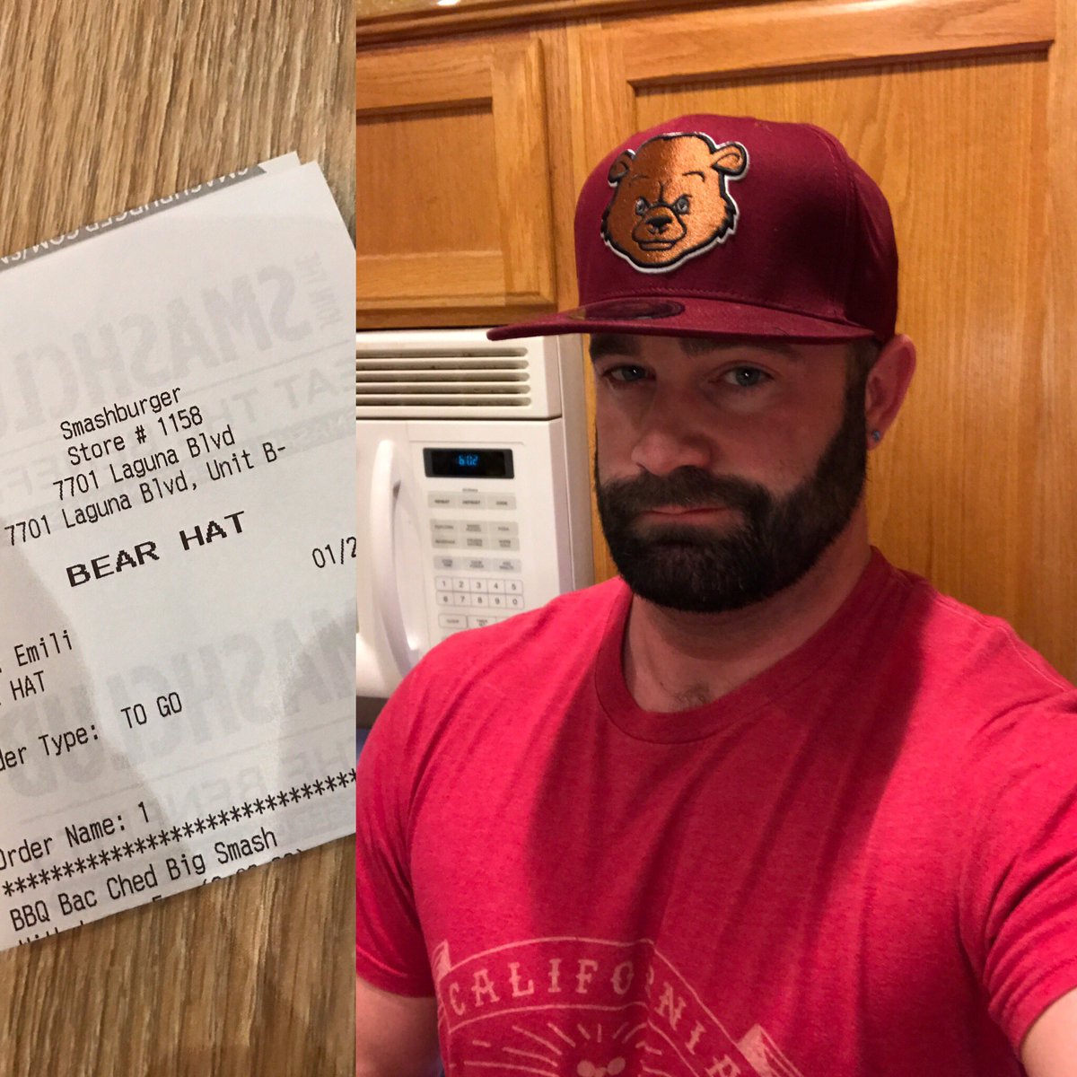 bayoubeauxtx's tweet photo. "Bear Hat" My new name per Smashburger. Love my @BearWear_ !
.
#bearwear #gymfreak #gymbeast #msuclebear #sexybear #gayman #boysincaps https://t.co/elttjnGlcT