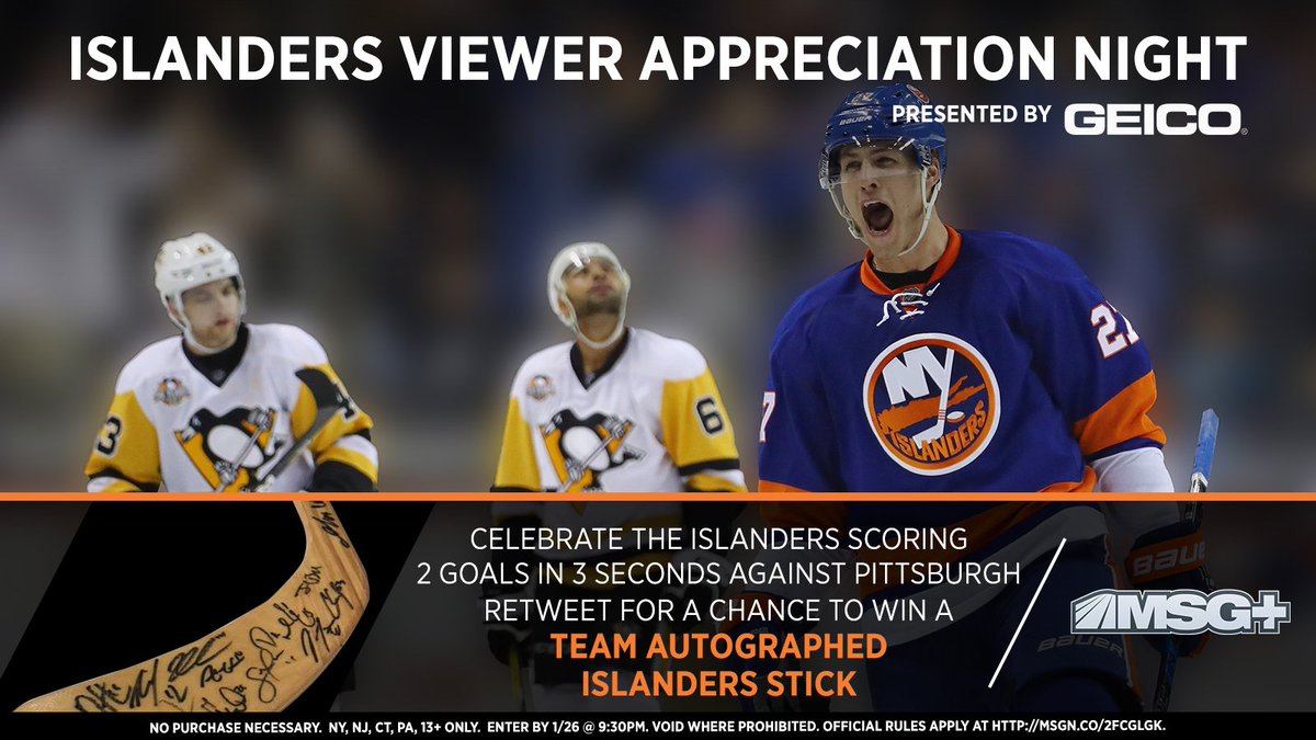 MSGNetworks's tweet photo. RT if you've never seen two goals scored faster! ⏱ Watch the @NYIslanders on MSG+ to see if you've won! #ISLESonMSG https://t.co/pCSqEaaPtA