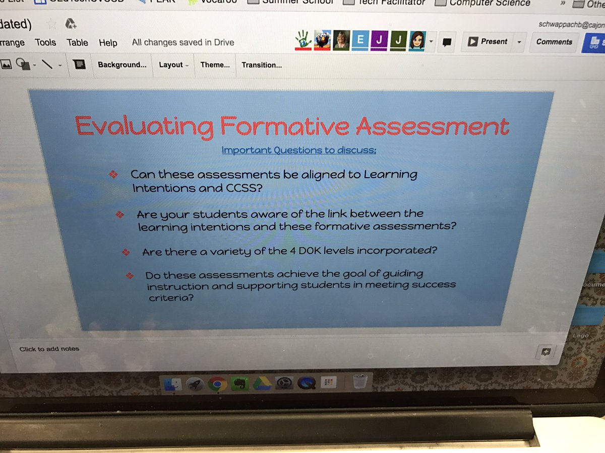 MsSchwappach's tweet photo. @CajonValleyUSD @KGligo #cvvl Spending time thinking about formative assessment. :) https://t.co/zrLaq8N2O4