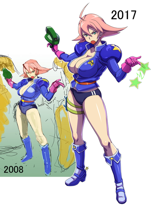 普通絵だよ。おじさんがまだアニメ塗りじゃなかった頃に描いたキャラを今描いてみただけだよ。 