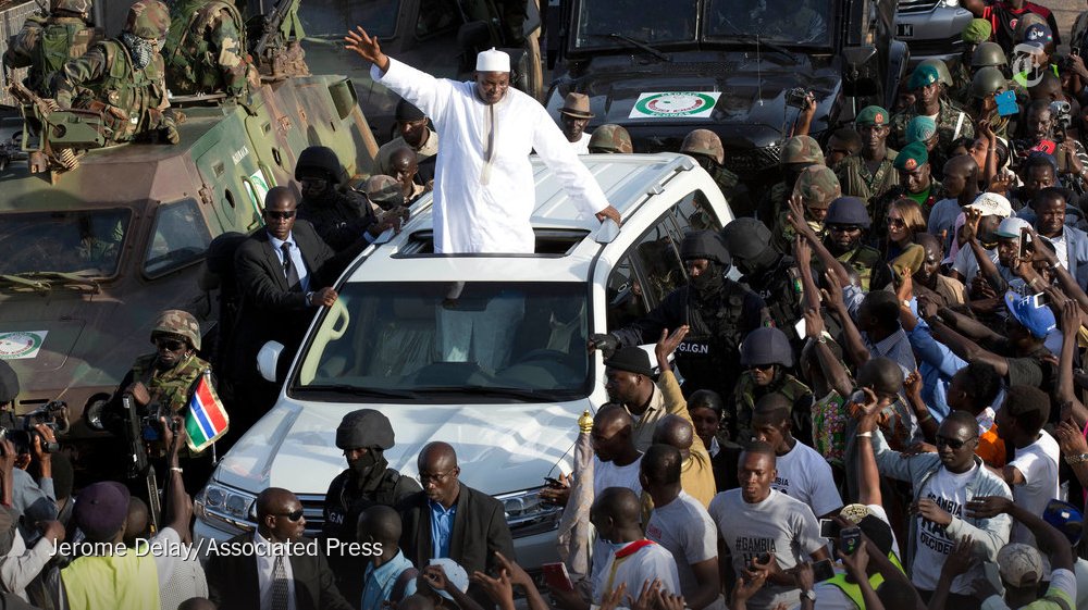 nytimesworld's tweet photo. Gambia's new president goes home to cheering crowds. https://t.co/WG6PurXZQV https://t.co/xrBESu0eXl