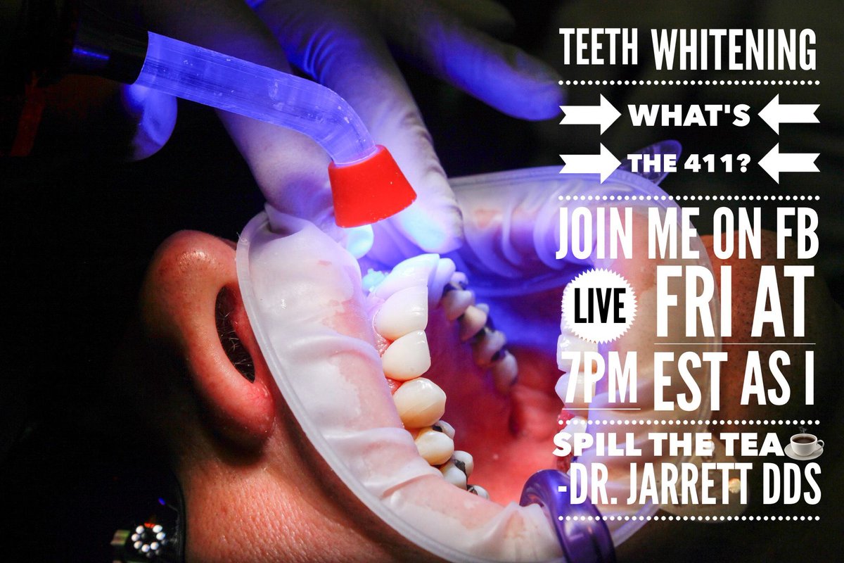 DrJarrett_DDS's tweet photo. Get all your questions answered as we talk about #whitening. Fri at 7pm est. ππ½ https://t.co/NxtRYqYSwl #FlossingFridays #askDrJarrett https://t.co/di5PJO2zoY