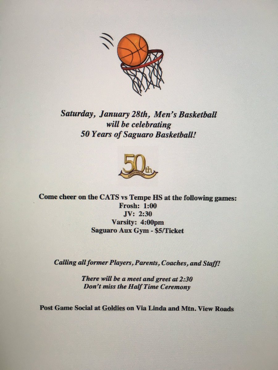 Saguaro_HS's tweet photo. Come out this Saturday for Saguaro Basketball's 50th Anniversary! https://t.co/ttS9mTsdHG
