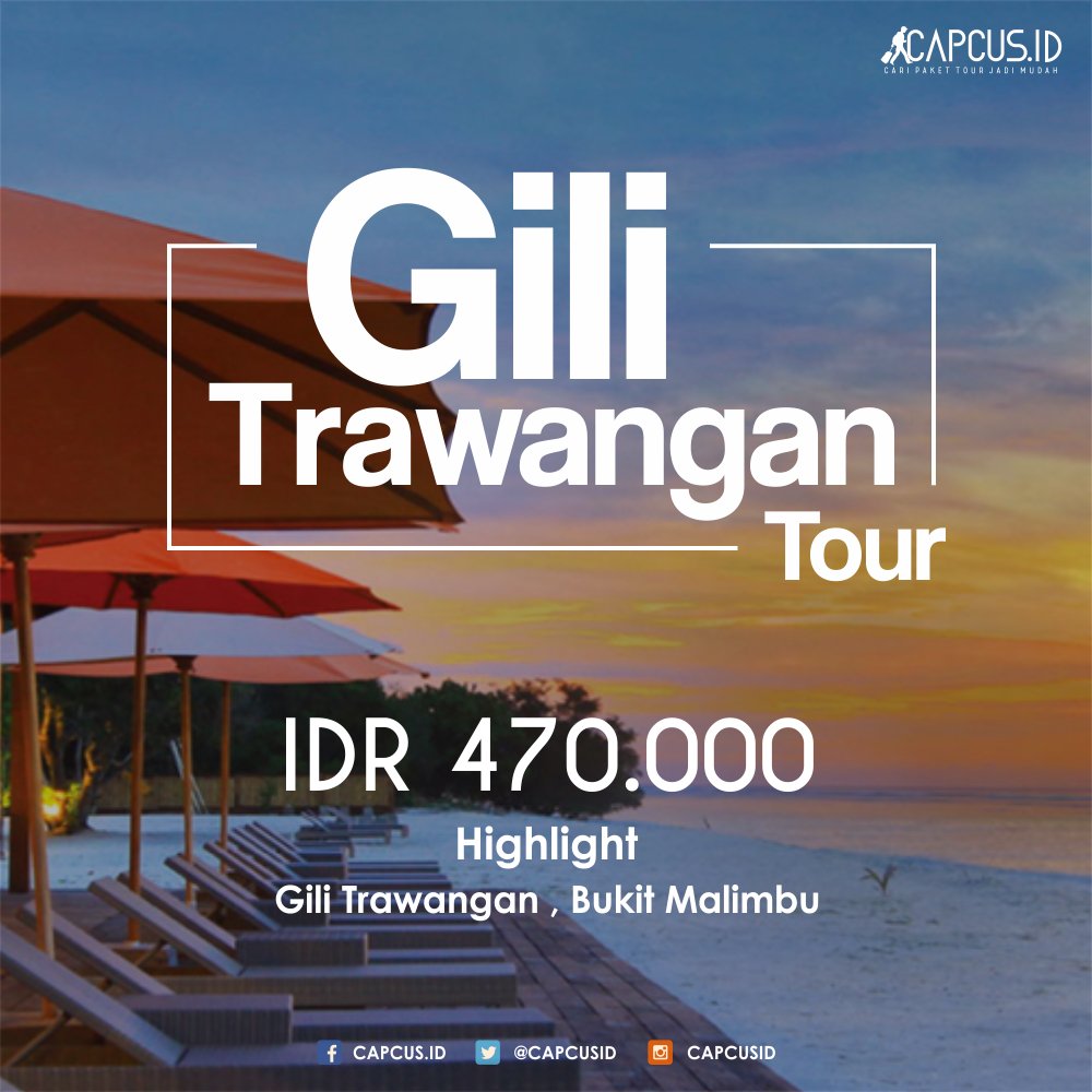 capcusid's tweet photo. One Day Gili Trawangan Tour IDR 470.000 / Pax dari Visitour Lombok yang tersedia di Capcus.id

https://t.co/vQMik25ega https://t.co/j7M5RJWuZ2