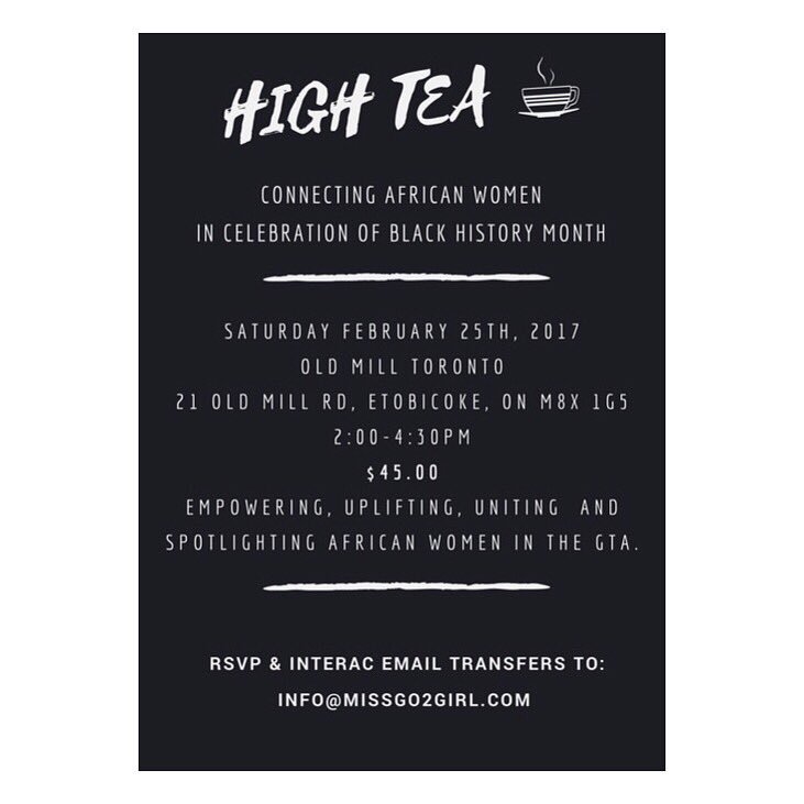 whenintoronto's tweet photo. Don't miss [High Tea] with @missgo2girl 2.25.2017 https://t.co/yHnRtpWhzQ