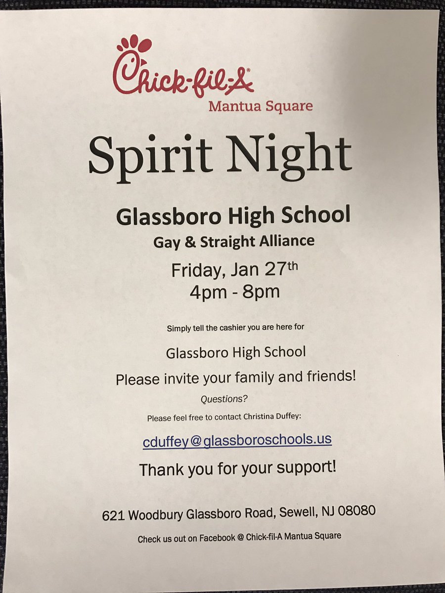 GlassboroHS's tweet photo. Take the night off from cooking on Friday night, 1.27.17, and support the GHS GSA! https://t.co/d0eKWGUYKJ
