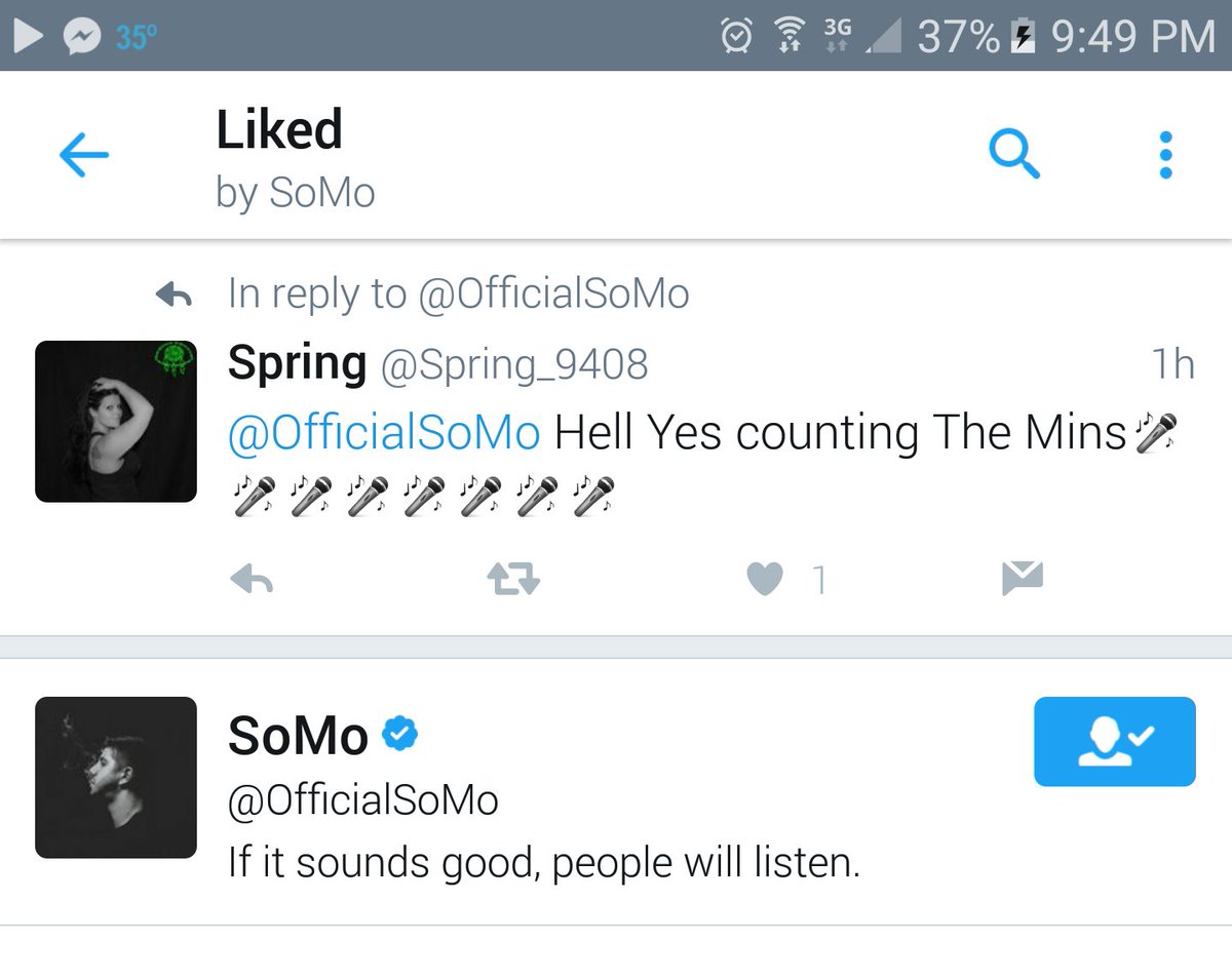 Spring_9408's tweet photo. @OfficialSoMo the moment you squeal like a school girl when your fave singer likes your comment. I think my heart skipped a beat. 😀😀😀😀😀 https://t.co/27bdWupAab