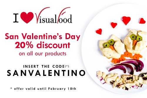 VisualFoodworld's tweet photo. VisualFood for gift! San Valentine’s Day with a 20% off on all our products! Insert the code SANVALENTINO https://t.co/3ecmIejTBM https://t.co/SINDWcifj4