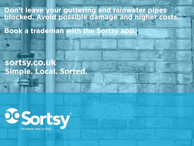 Sortsy's tweet photo. Don’t leave your guttering and rainwater pipes blocked. Book a tradesman with Sortsy. #sortsy #sortedbysortsy #guttering #northernireland https://t.co/23qUZt7BsM